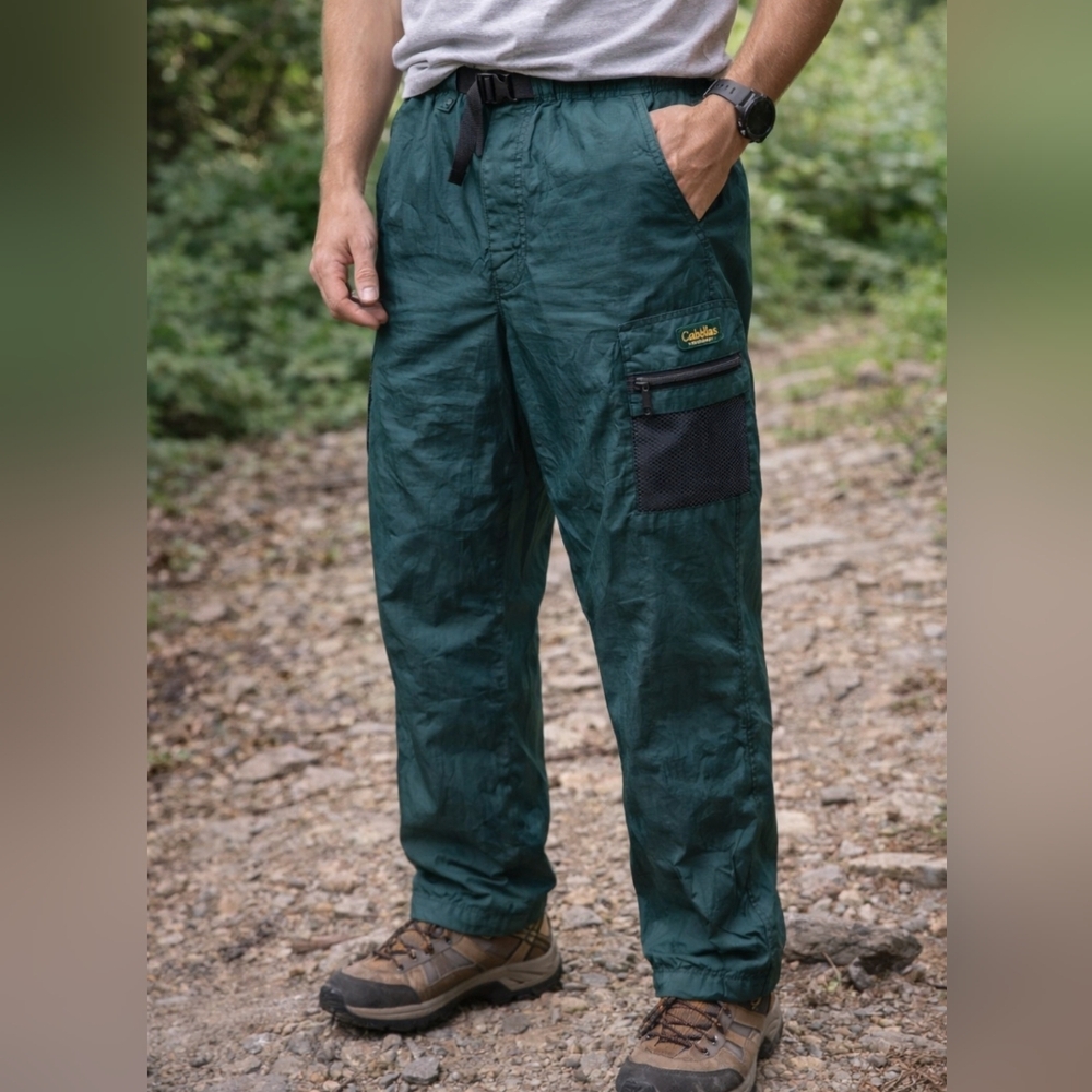 Vintage Cabelas Outdoor Gear Nylon Hiking Pants Mens M Teal Green Gorpcore